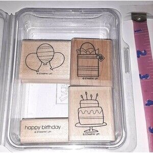 Stampin' Up! Bitty Birthday Stamp Set Balloons Happy Birthday Greeting Gift Cake